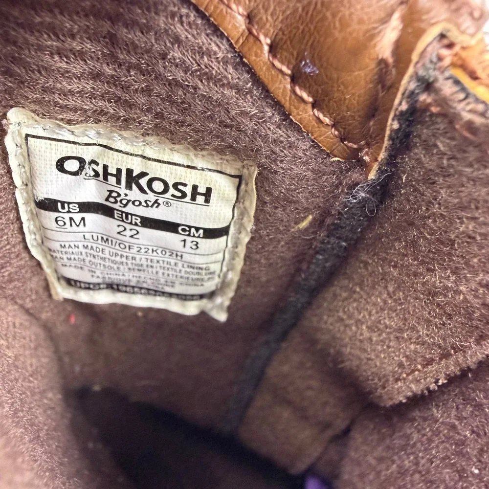 OshKosh Bgosh Toddler Lumi Brown Faux Leather Tall Riding Boots Size 6M